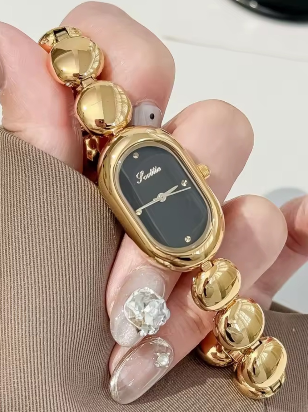 Nordstrom Gold-Tone Bracelet Watch with Black Dial